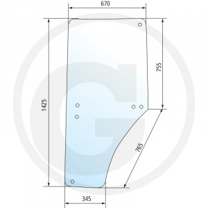 Vitre de porte droite, John Deere