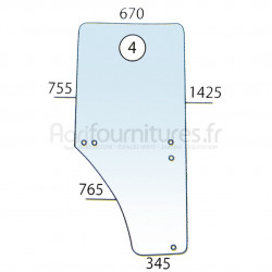 Vitre de porte gauche, John Deere