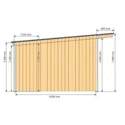 Abri simple pente larg. 3 m x prof. 4 m La Gée Cheval