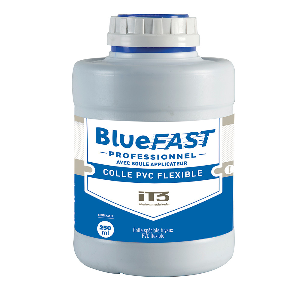 Colle Bluefast, spéciale PVC souple, séchage rapide, pot plastique
