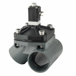 Vanne à membrane avec dérivation à 90° pneumatique 24V, PN 10