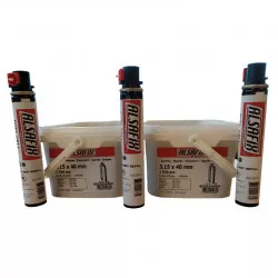 Pack 3000 crampillons + 3 cartouches gaz "1100 tirs" Alsafix pour Cloueur Crampillons Sans Fil à Gaz et sur Batterie