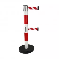 Poteau Viso rouge-blanc avec double sangle rouge-blanche 4 m