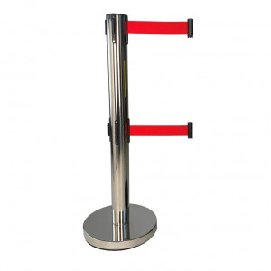 Poteau Viso Chromé avec double sangle rouge 4 m