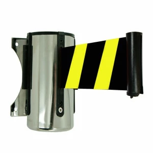 Enrouleur mural Viso - sangle noire-jaune 2 m