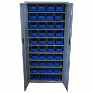 Armoire Viso 2 portes - 9 tablettes - 40 bacs 4L bleu
