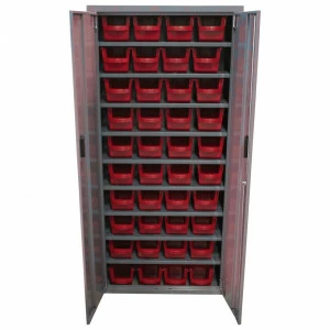 Armoire Viso 2 portes - 9 tablettes - 40 bacs 4L rouge