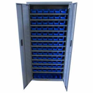 Armoire Viso 2 portes - 13 tablettes - 84 bacs bleu 1L
