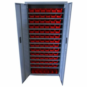 Armoire Viso 2 portes - 13 tablettes - 84 bacs rouge 1L