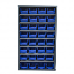 Armoire Viso sans portes - 7 tablettes - 32 bacs 10L bleu