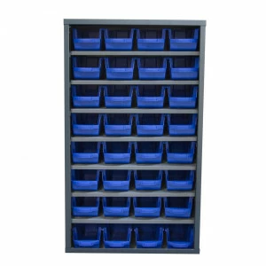 Armoire Viso sans portes - 7 tablettes - 32 bacs 10L bleu