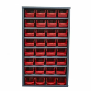 Armoire Viso sans portes - 7 tablettes - 32 bacs 10L rouge