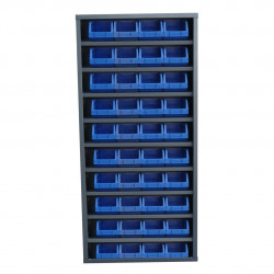 Armoire Viso sans portes - 9 tablettes - 40 bacs 4L bleu