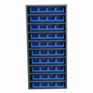 Armoire Viso sans portes - 9 tablettes - 40 bacs 4L bleu