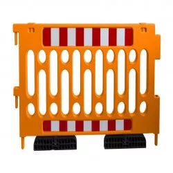 Barrière police Viso polypro + pieds + bandes réfléchissante - Orange