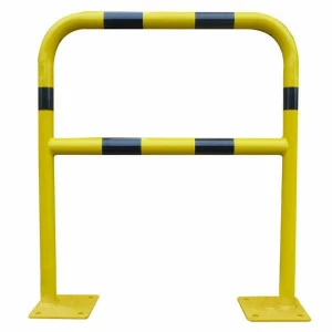 Barrière sécurité Viso avec platine et fixations- tube Ø 40 mm - noire-jaune L 1500 x H1000 mm