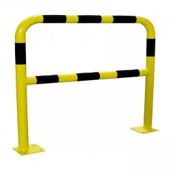 Barrière sécurité Viso avec platine et fixations - tube Ø 40 mm - noire-jaune L 2000 x H1000 mm