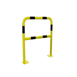Barrière sécurité Viso avec platine - tube Ø 60 mm - noire-jaune L 1000 x H1000 mm