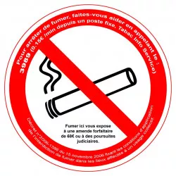 Panneau PVC Viso : INTERDICTION DE FUMER Ø 180 - lot de 5