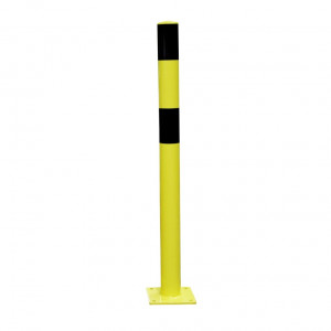 Poteau de protection Viso acier avec platine - tube Ø 90 mm - noir-jaune