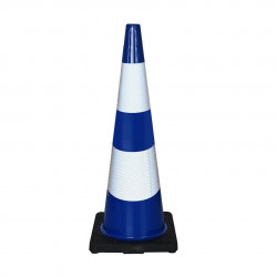 Cône Viso base caoutchouc et bandes réfléchissantes - CLASSE 2 - Bleu