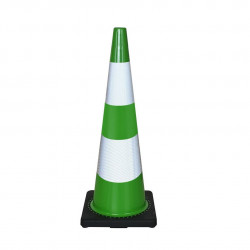 Cône Viso PVC vert base lestée et bandes réfléchissantes - CLASSE 2
