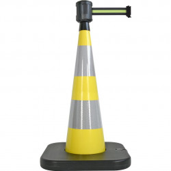 Cône lesté Viso jaune avec base à lester et boitier étanche - sangle 2 m x 50 cm -Noire-jaune-noire