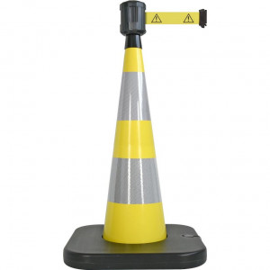 Cône lesté Viso jaune avec base à lester et boitier étanche - sangle 2 m x 50 cm - Logo "Danger"