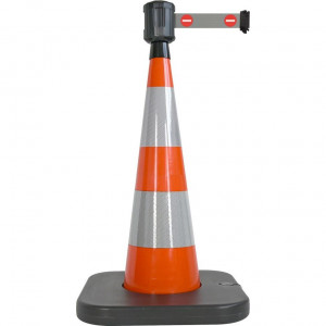 Cône lesté Viso orange avec base à lester et boitier étanche - sangle 2 m x 50 cm - Logo "Entrée interdite"