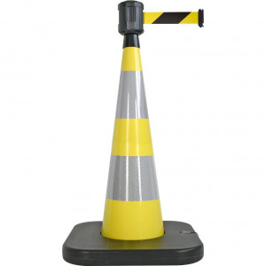 Cône lesté Viso jaune avec base à lester et boitier étanche - sangle 2 m x 50 cm - Noire-jaune