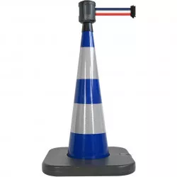 Cône lesté Viso bleu avec base à lester et boitier étanche - sangle 4 m x 50 cm - Bleue-blanc-rouge