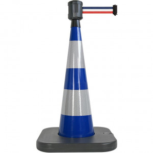 Cône lesté Viso bleu avec base à lester et boitier étanche - sangle 4 m x 50 cm - Bleue-blanc-rouge