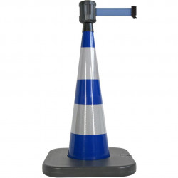 Cône lesté Viso bleu avec base à lester et boitier étanche - sangle 4 m x 50 cm - Bleue