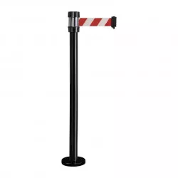 Poteau de guidage Viso RSF2 noir à fixer - sangle rouge-blanche - 2 m