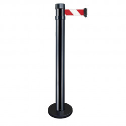 Poteau de guidage Viso RSF4 noir à fixer - sangle rouge-blanche - 4 m