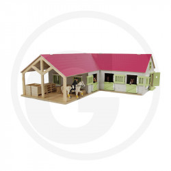Écurie pour chevaux avec 4 boxes et box de lavage rouge Kids Globe