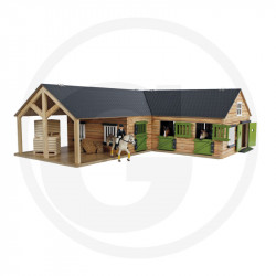 Écurie pour chevaux avec 4 boxes et box de lavage noir Kids Globe