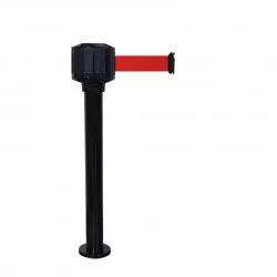 Poteau noir Viso - base fixe boitier étanche sangle rouge - 10 m x 5 cm