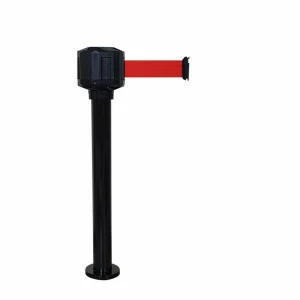 Poteau noir Viso - base fixe boitier étanche sangle rouge - 10 m x 5 cm