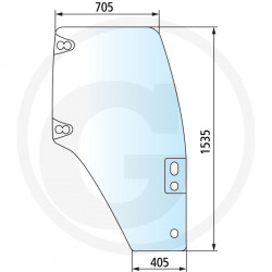 Vitre de porte droite teintée sans cadre, épais. 5 mm Granit