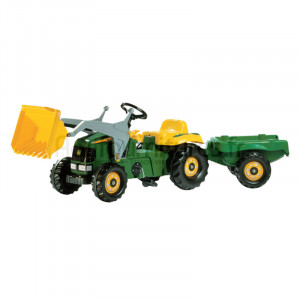 Tracteur avec chargeur frontal et remorque John Deere Rolly Toys
