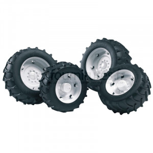 Jeu de roues jumelées avec jantes blanches Bruder