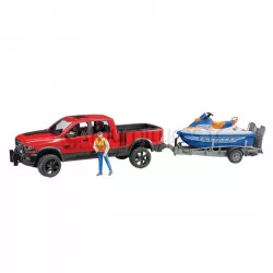 Pickup avec remorque, scooter des mers et conducteur RAM 2500 Power Wagon Bruder