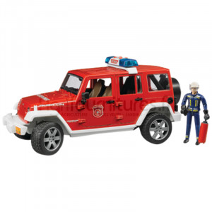 Véhicule de pompiers avec pompier Jeep Wrangler Bruder