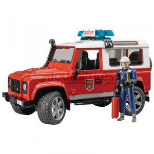 Véhicule de pompiers avec pompier Land Rover Defender Station Bruder