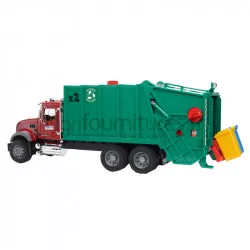 Camion poubelles (rouge rubis-vert) MACK Granite Bruder