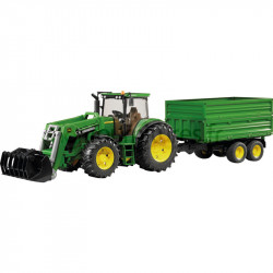 Tracteur avec chargeur frontal et remorque à double essieux John Deere 7930 Bruder