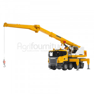 Camion grue Liebherr avec module son et lumière Scania série R Bruder