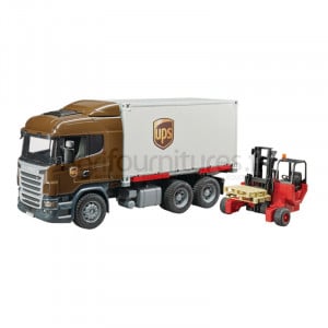 Camion UPS avec chariot élévateur Scania série R Bruder