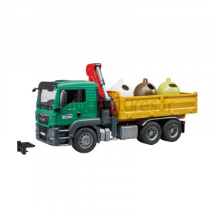Camion Krank avec 3 conteneurs de déchets de verre + bouteilles Bruder